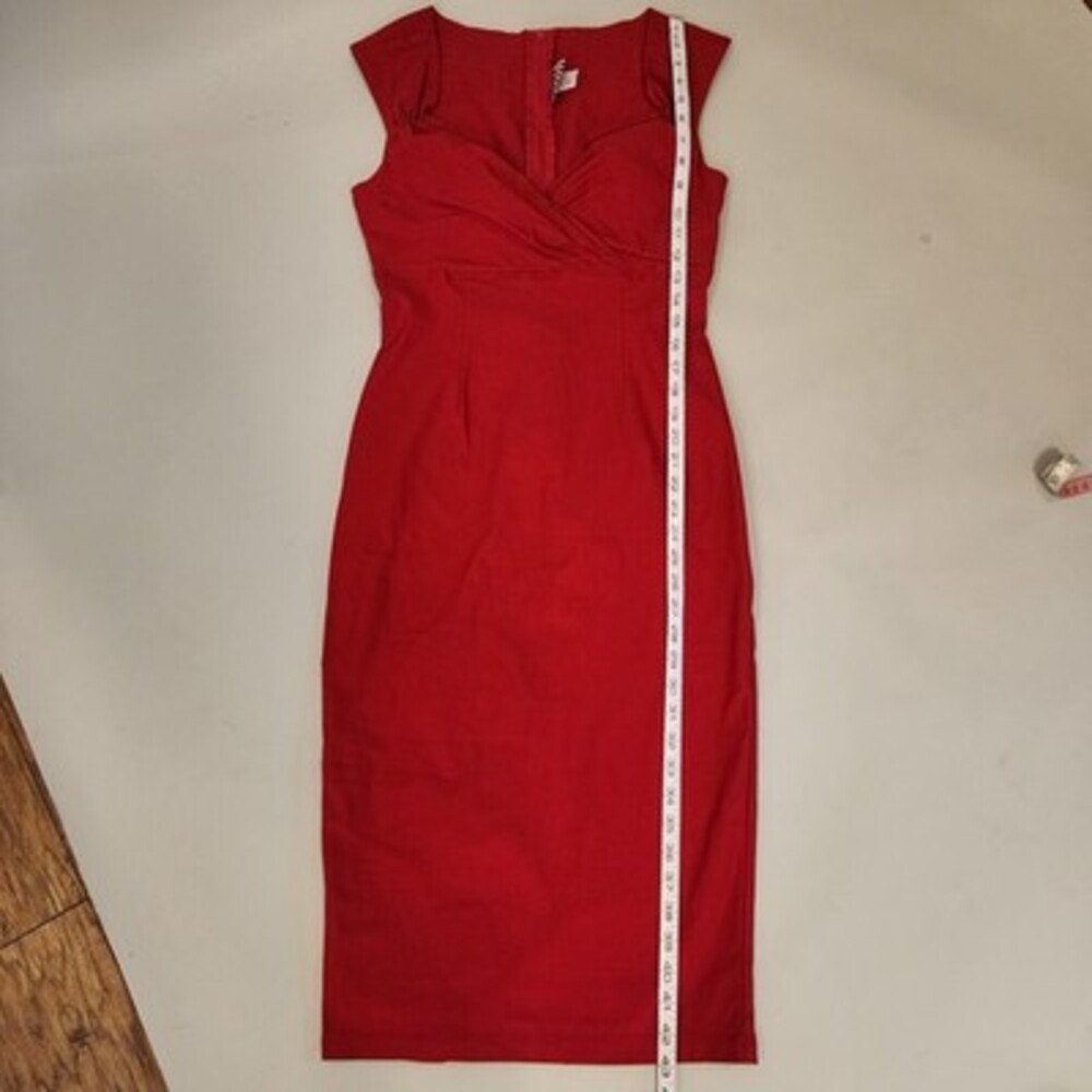 Pinup Couture Erin Wiggle Dress Red Retro 1950s Rockabilly Bombshell Large - Picture 5 of 6